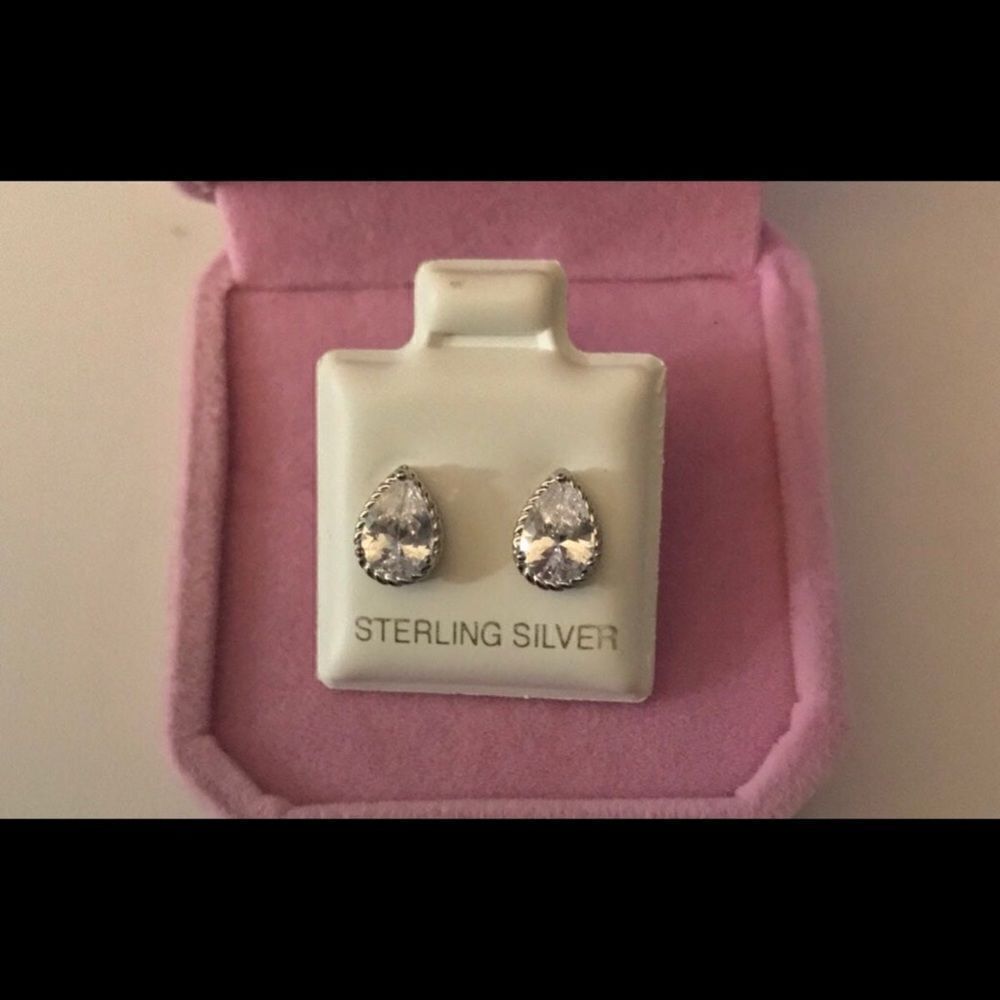 2.18 Ct. Pear Cut Rope Texture Sim Diamond Stud Earrings~.925 Sterling